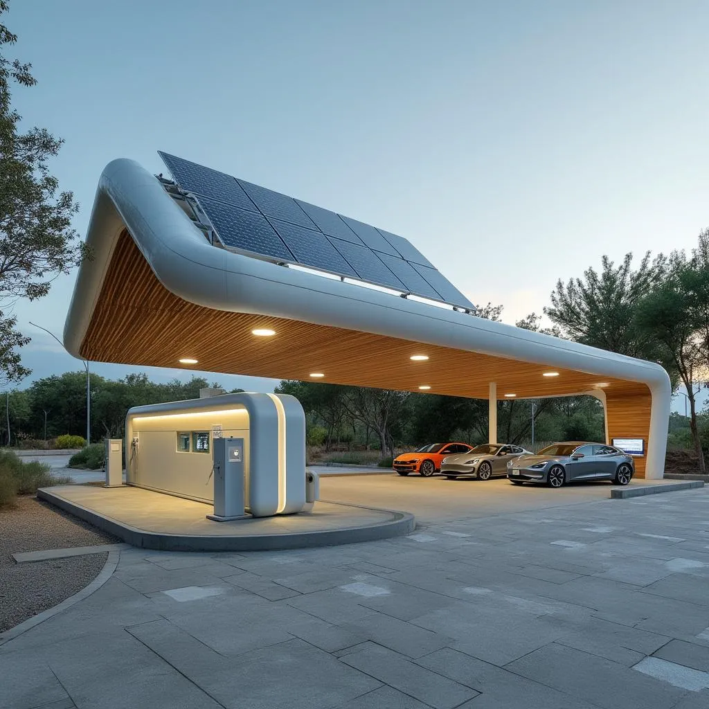 Visión futurista de una estación de servicio